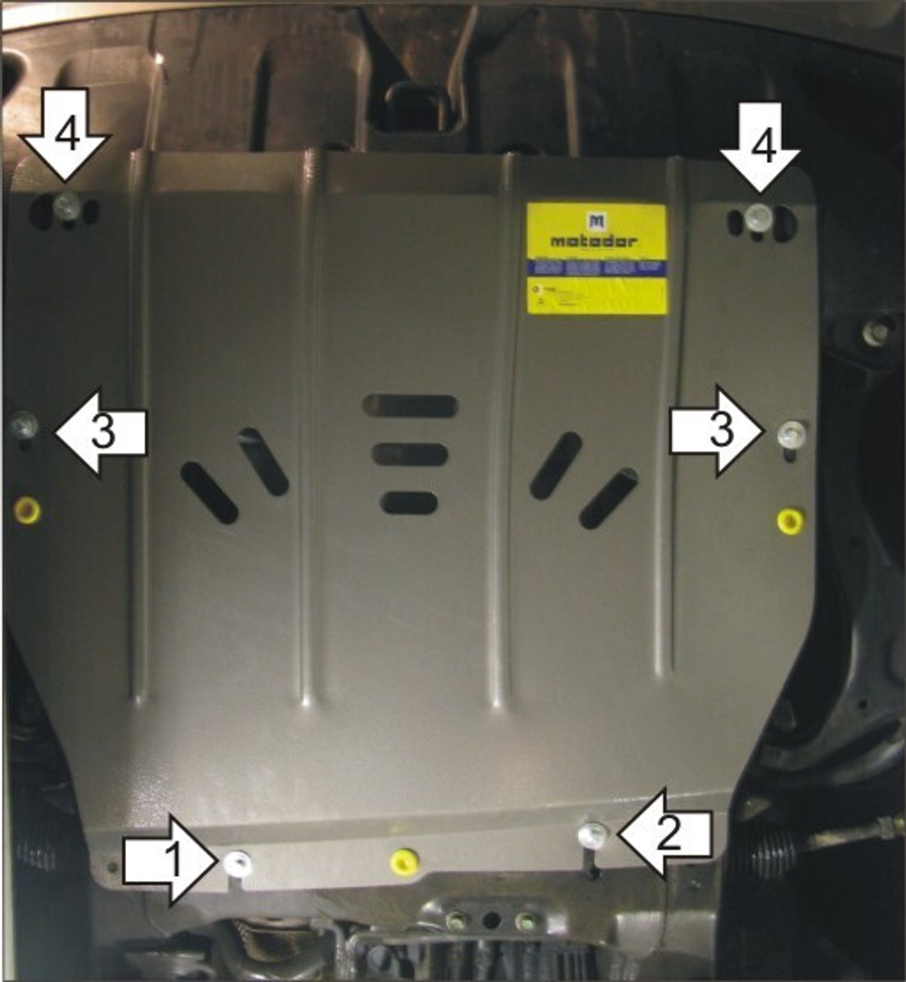 Защита картера Двигателя, КПП. 2 мм, Сталь. для Hyundai ix55 2008-2011 MOTODOR.00928