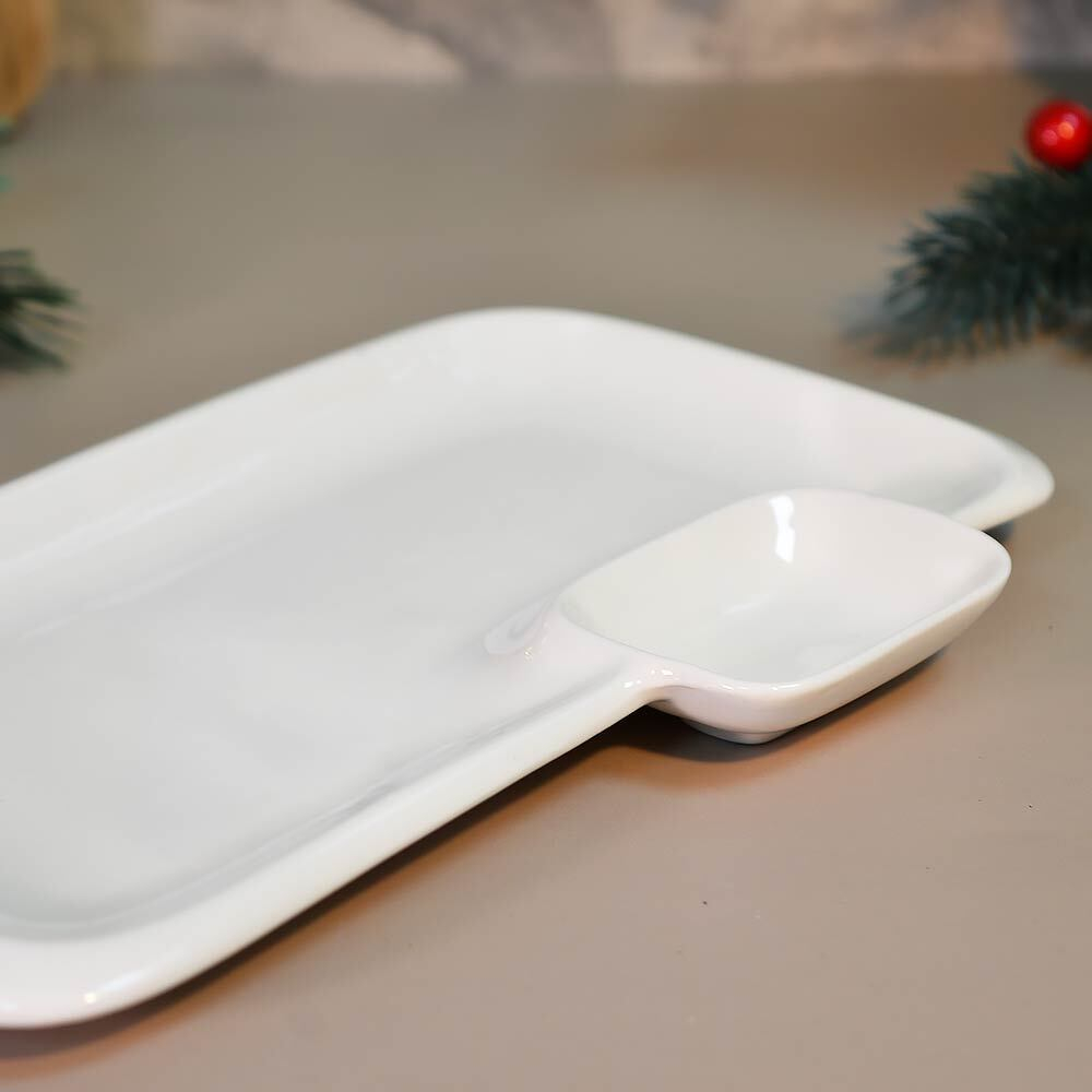 Блюдо сервировочное с соусницей 21*14см "Issi", фарфор