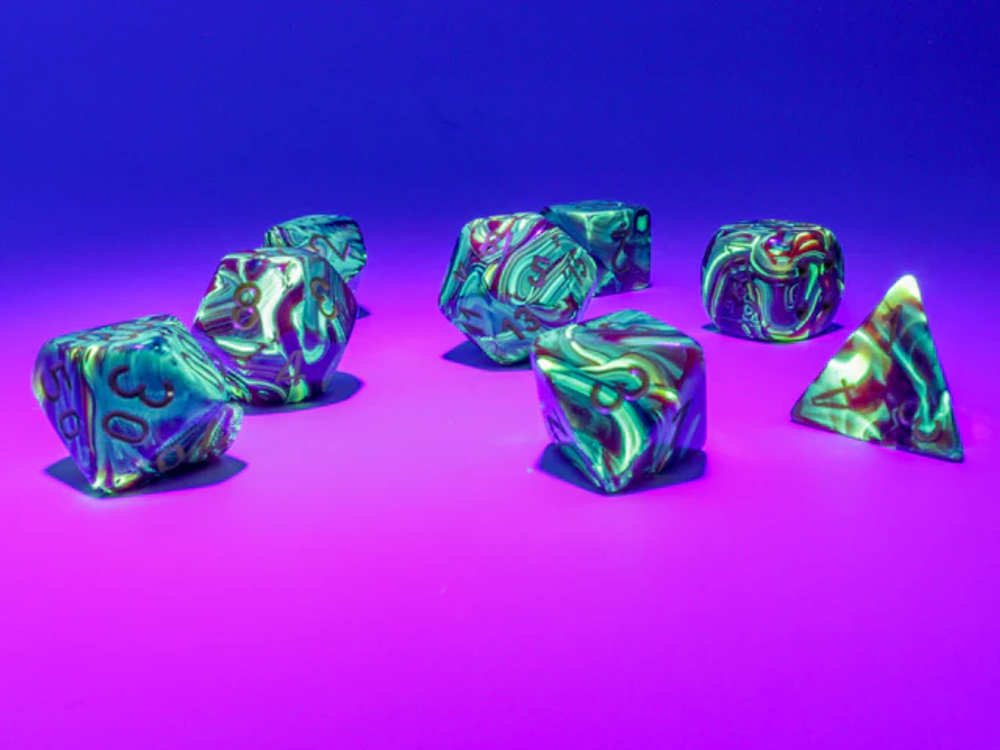 Chessex Dice Set Vortex Lab Underworld/Yellow (7 set)