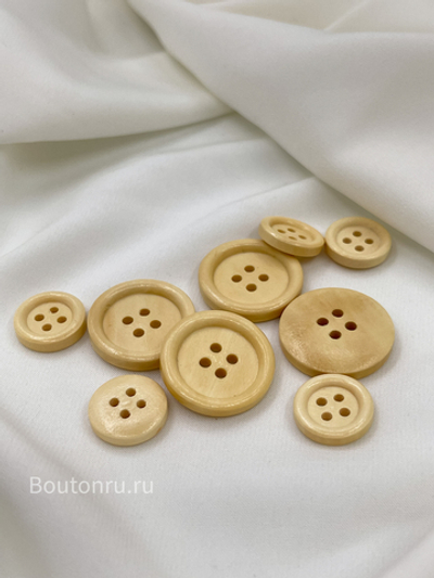 Пуговицы на прокол деревянные (бледно-желтые)