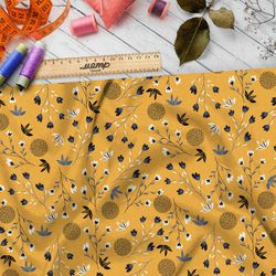 Ткань оксфорд 210 полевые цветы и одуванчики на жёлтом фоне