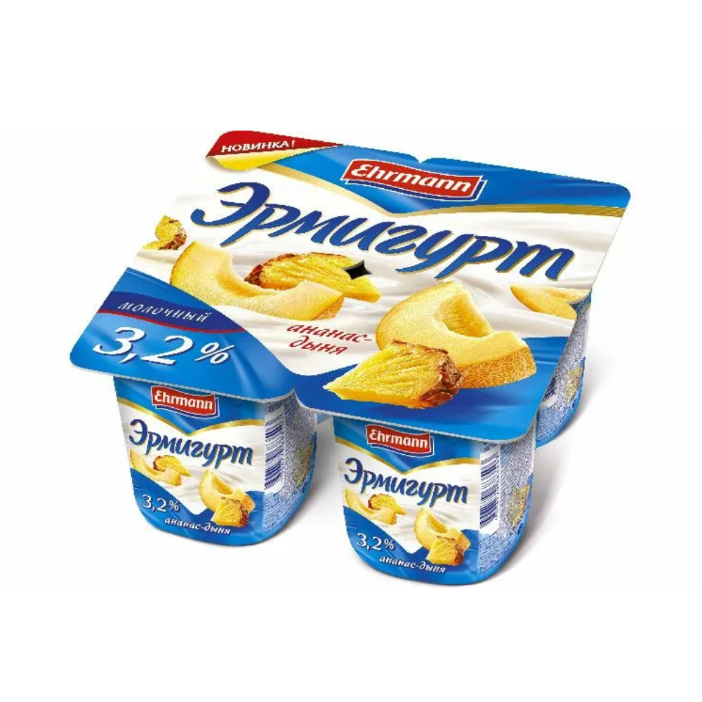 Йогурт Эрмигурт Ананас-Дыня 3,2 % 100 гр