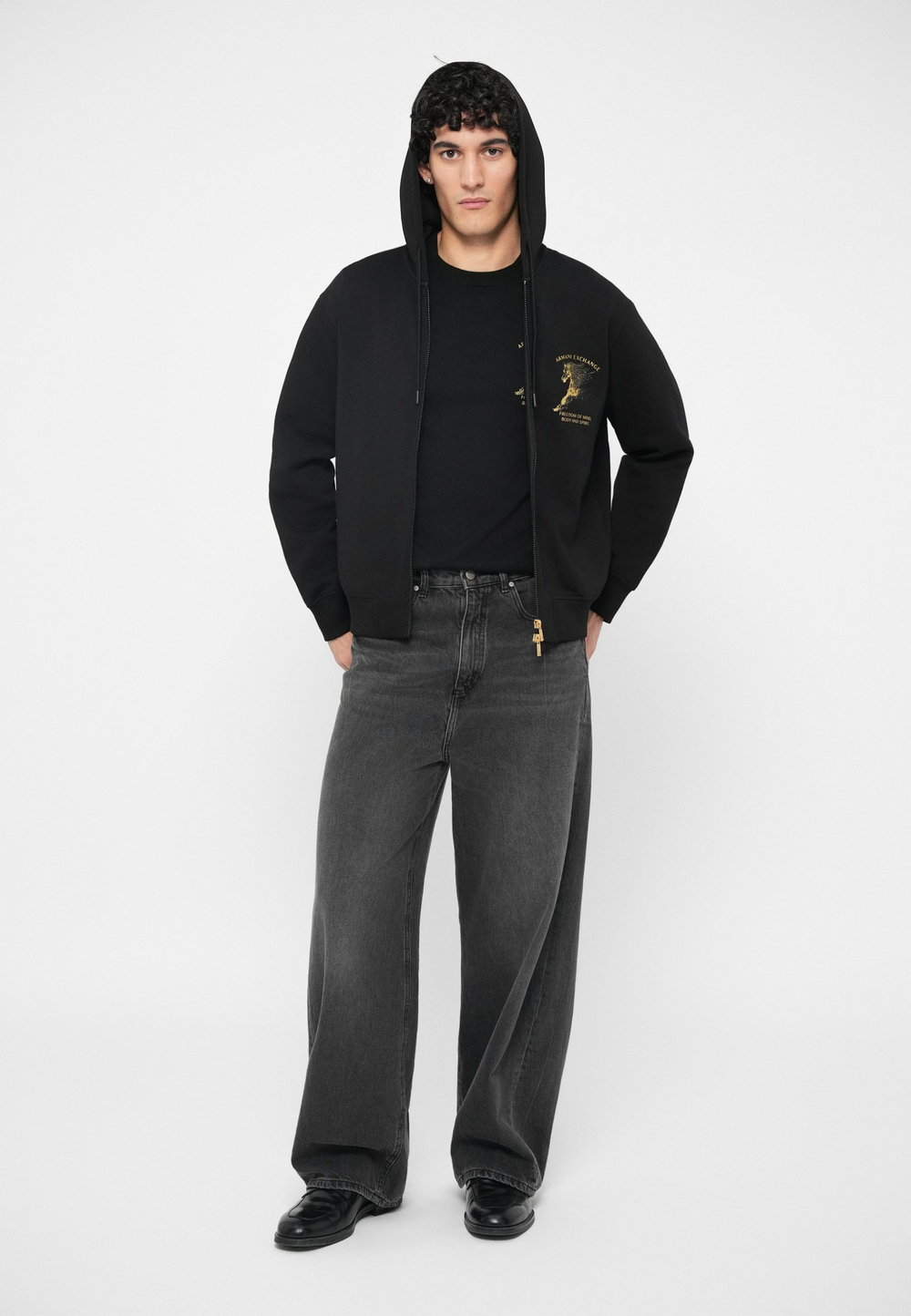 Armani Exchange UNISEX - Толстовка на молнии - Чёрный