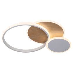 Светильник потолочный светодиодный ЭРА Модерн City CLL-1-60-RC WH+Wood с ДУ 3K-6,5K белый-золото