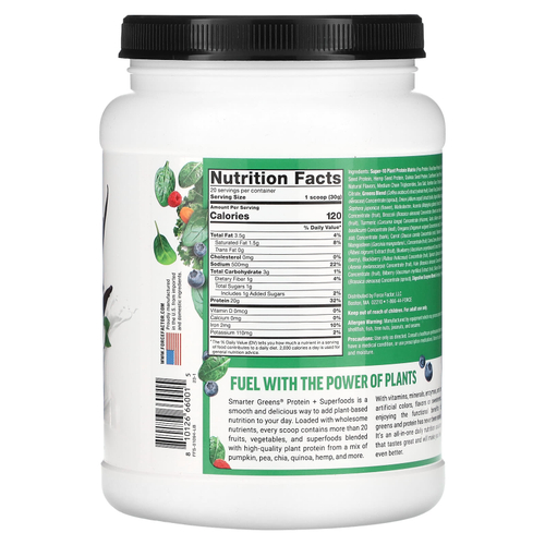 Force Factor, Smarter Greens Protein + Superfoods, ваниль, 600 г (1 фунт)
