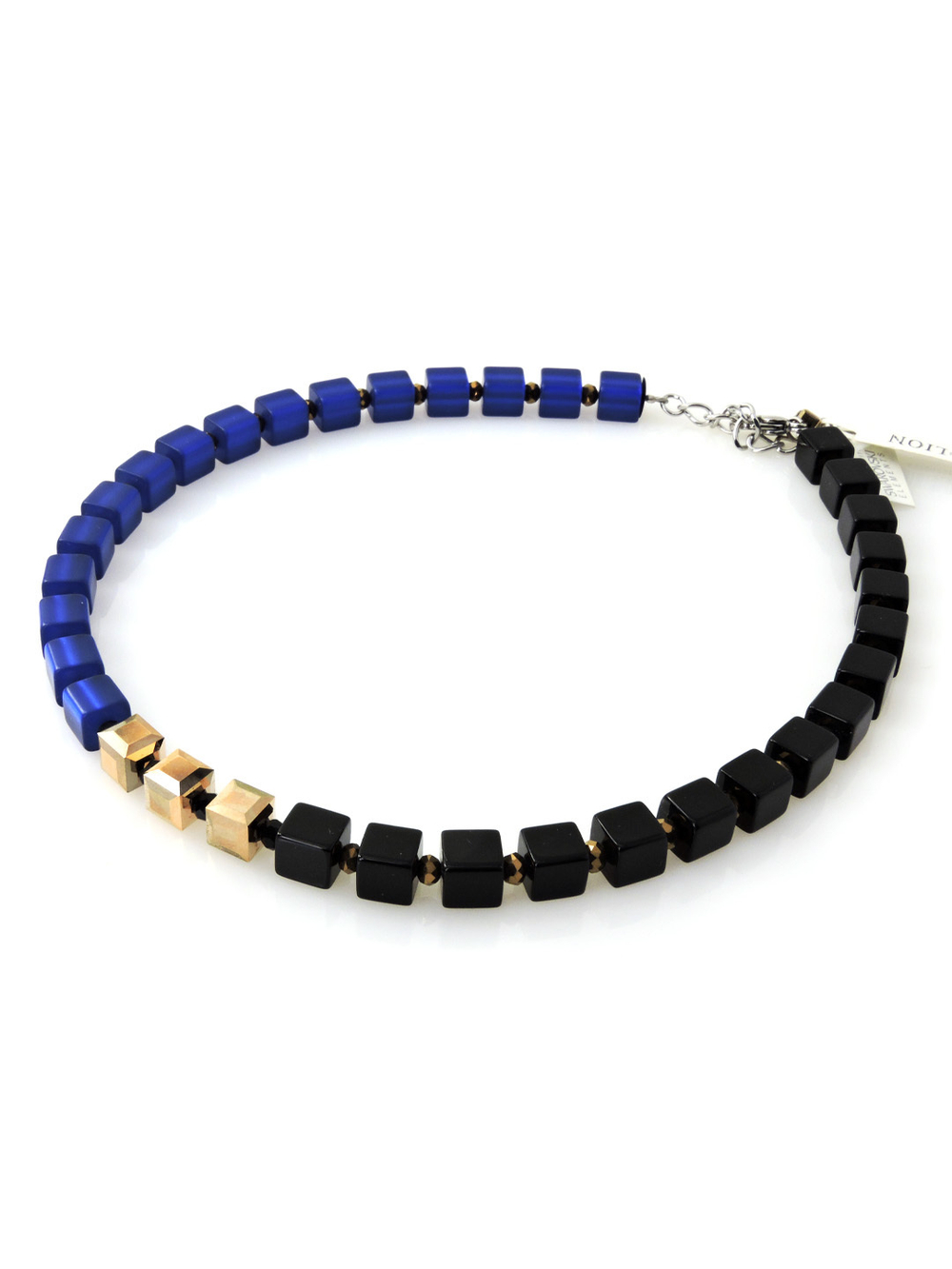 4686 Coeur de Lion Сапфирово-черное колье с кристаллами Сваровски.