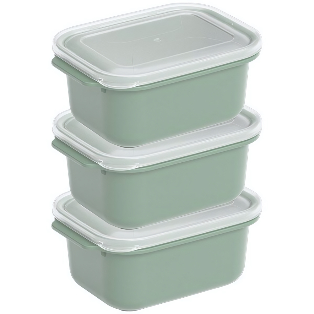 Комплект контейнеров прямоугольных из 3х по 1000 мл цвет оливковый