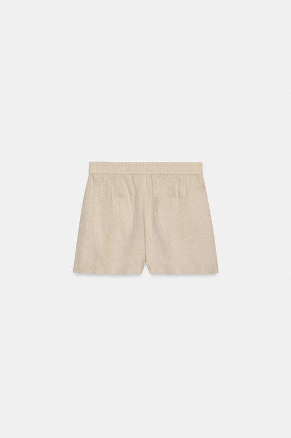 ZARA ШОРТЫ ИЗ СМЕСОВОГО ЛЬНА С ЭЛАСТИЧНЫМ ПОЯСОМ, СВЕТЛО-БЕЖЕВЫЙ