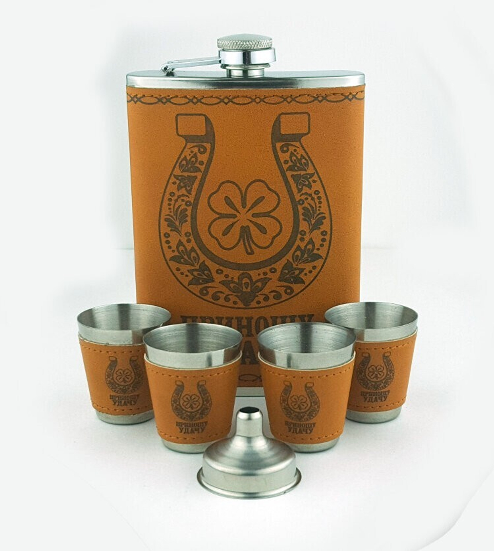 Набор подарочный Фляга и стопки Приношу удачу