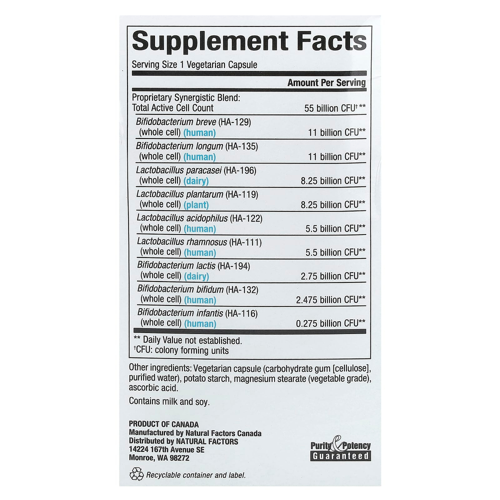 Natural Factors, Ultimate Probiotic, критический уход, 55 млрд КОЕ, 30 вегетарианских капсул