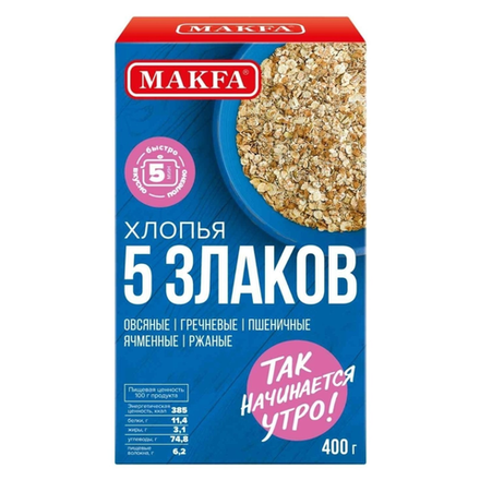 Хлопья Makfa 5 злаков 400 гр