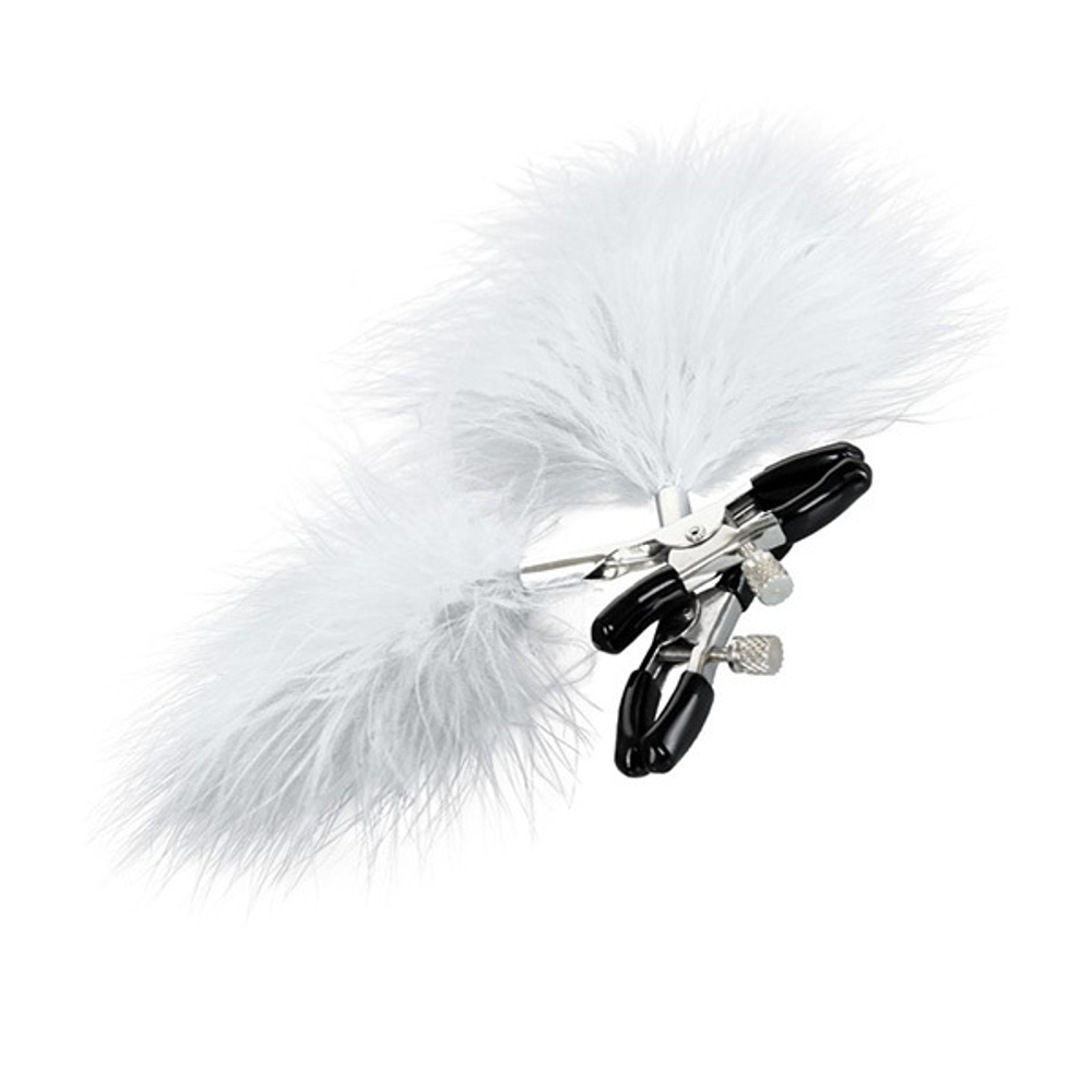 Зажимы для сосков с белым пухом ToyFa Theatre 705008