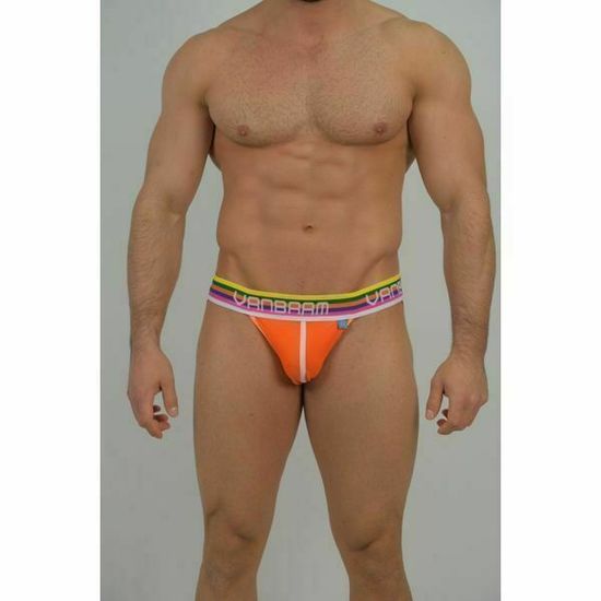 Мужские трусы джоки оранжевые с разноцветной резинкой Van Baam