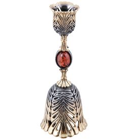 AM-3953 Колокольчик-подсвечник «Лебединое перышко» (латунь, янтарь)