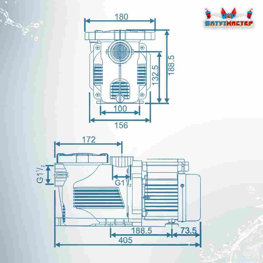 Песочный фильтр для бассейна до 128 м³ с насосом KP856, до 133 кг песка, 16,0 м³/ч, WL-ADG650E