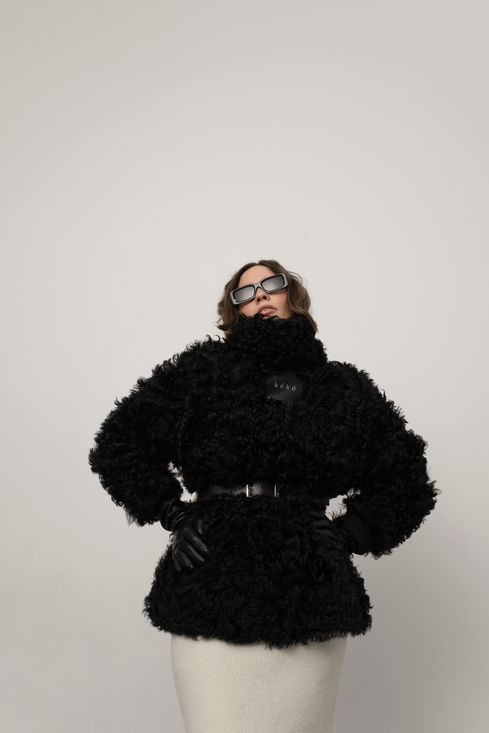 Чёрная двусторонняя шуба-дублёнка