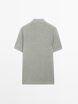 Massimo Dutti Поло из 100% льна, светло-серый