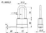 Замок навесной PL-WEATHER-3660 LS 3key (PL-3660 LS) удл. дужка, англ. /блистер