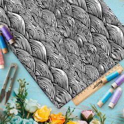 Ткань премиум шифон графический океан