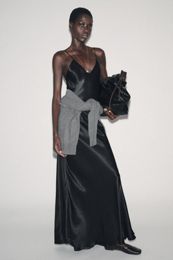 ZARA ПЛАТЬЕ-КОМБИНАЦИЯ ИЗ КОЛЛЕКЦИИ ZW, ЧЕРНЫЙ