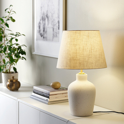 IKEA BLIDVÄDER  (ИКЕА БЛИДВÄДЕР)  -  Настольная лампа, кремовая керамика/бежевый, 50 см