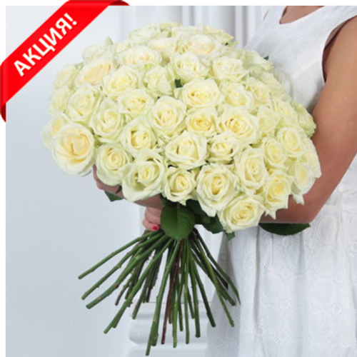 Купить Букет 51 белая роза Avalanche
