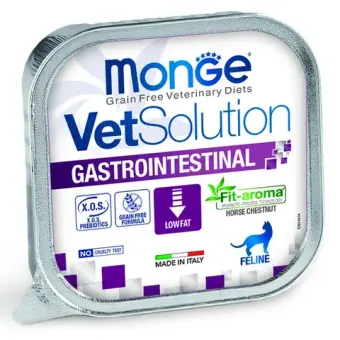 Влажный корм диетический Monge VetSolution Cat Gastrointestinal гастро интестинал для кошек при заболеваниях ЖКТ 100 г