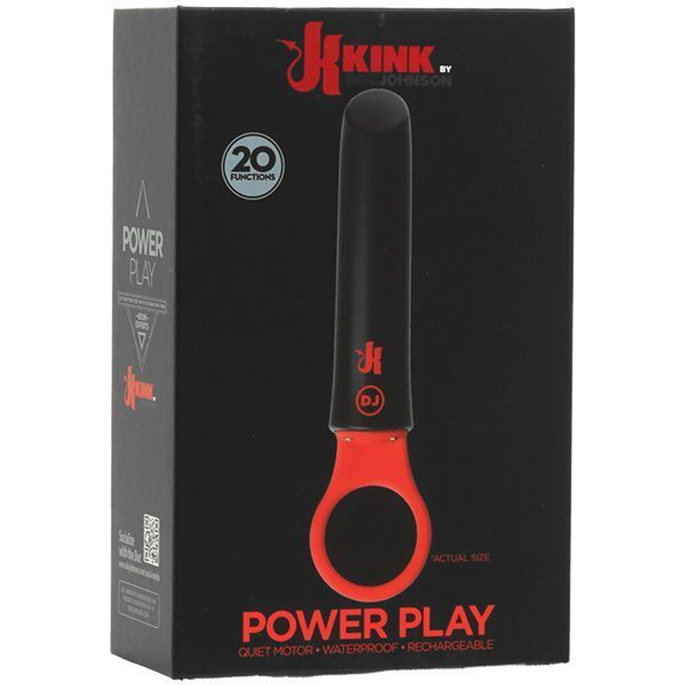 Черно-красный мини-вибратор Power Play with Silicone Grip Ring - 13,3 см. (Цвет: черный с красным)