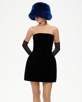 Платье мини корсетного типа из бархата