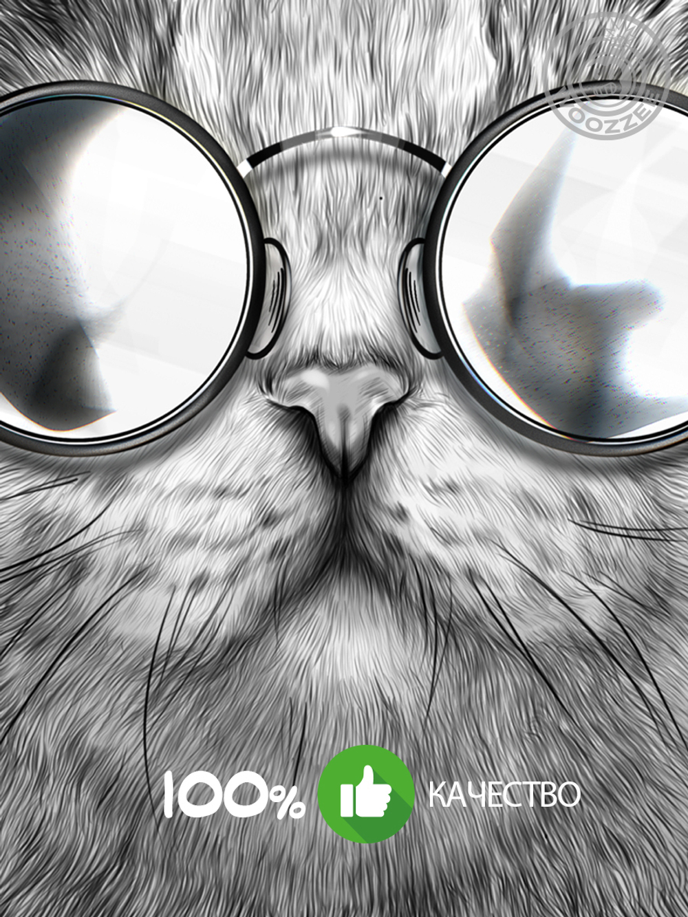 Наклейка декоративная "Кот в зеркальных очках"