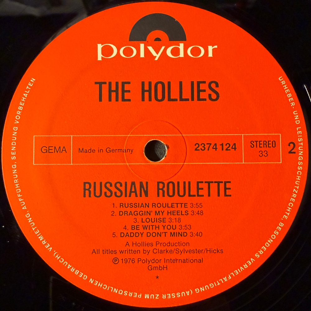Hollies ‎– Russian Roulette (Германия 1976г.)