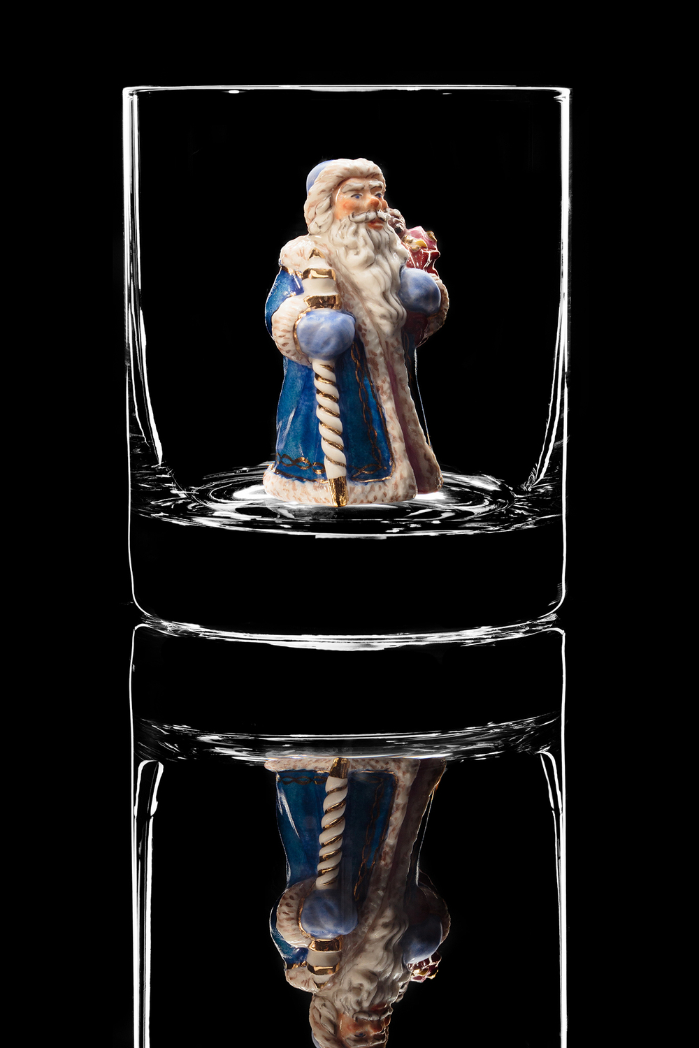 Бокал для виски "Дед мороз". (Синяя шуба).