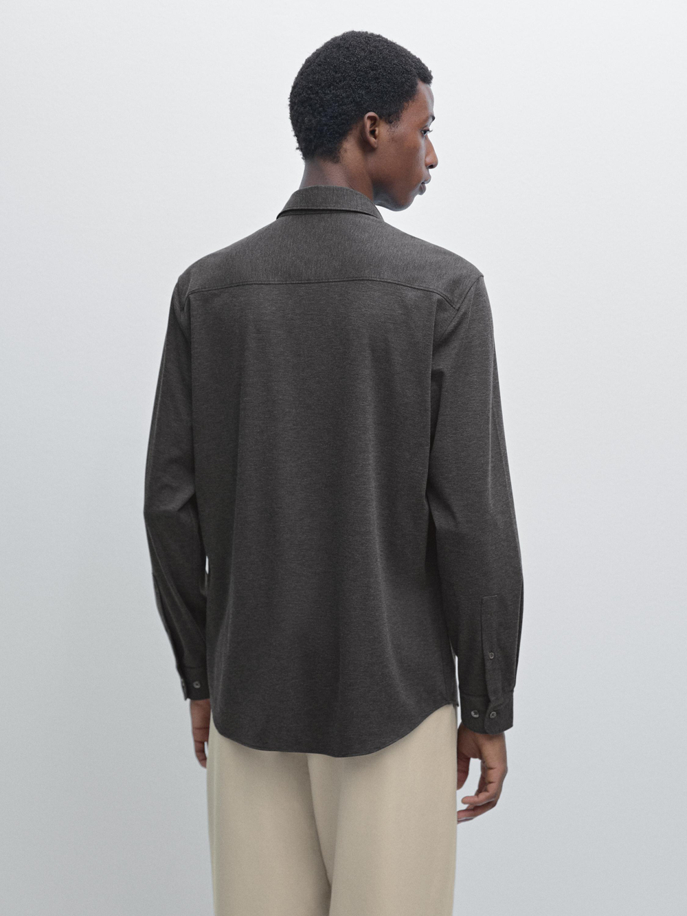 Massimo Dutti Рубашка облегающего кроя из эластичной ткани, серый