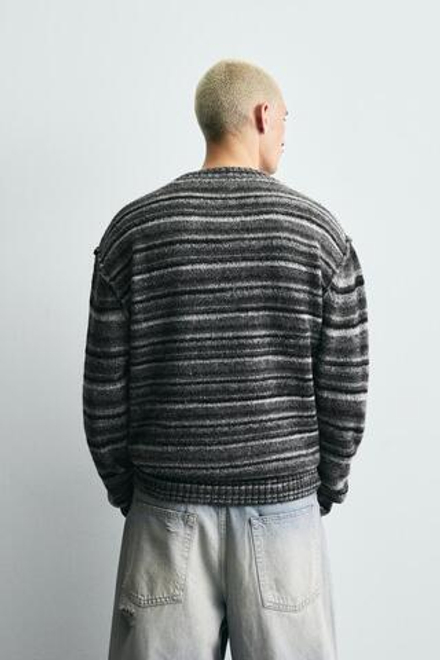 ZARA КАРДИГАН В ПОЛОСКУ, АНТРАЦИТОВО-СЕРЫЙ