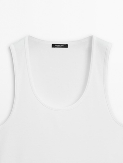 Massimo Dutti Топ из 100% хлопка с широкими бретелями, белый
