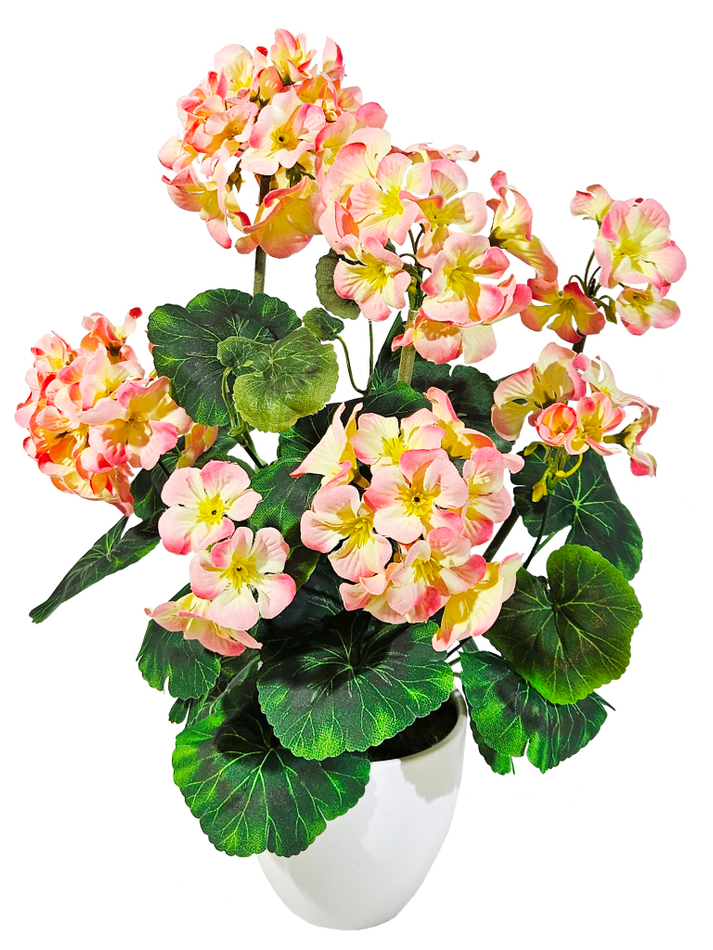 Искусственная Герань персиковая 30см в кашпо