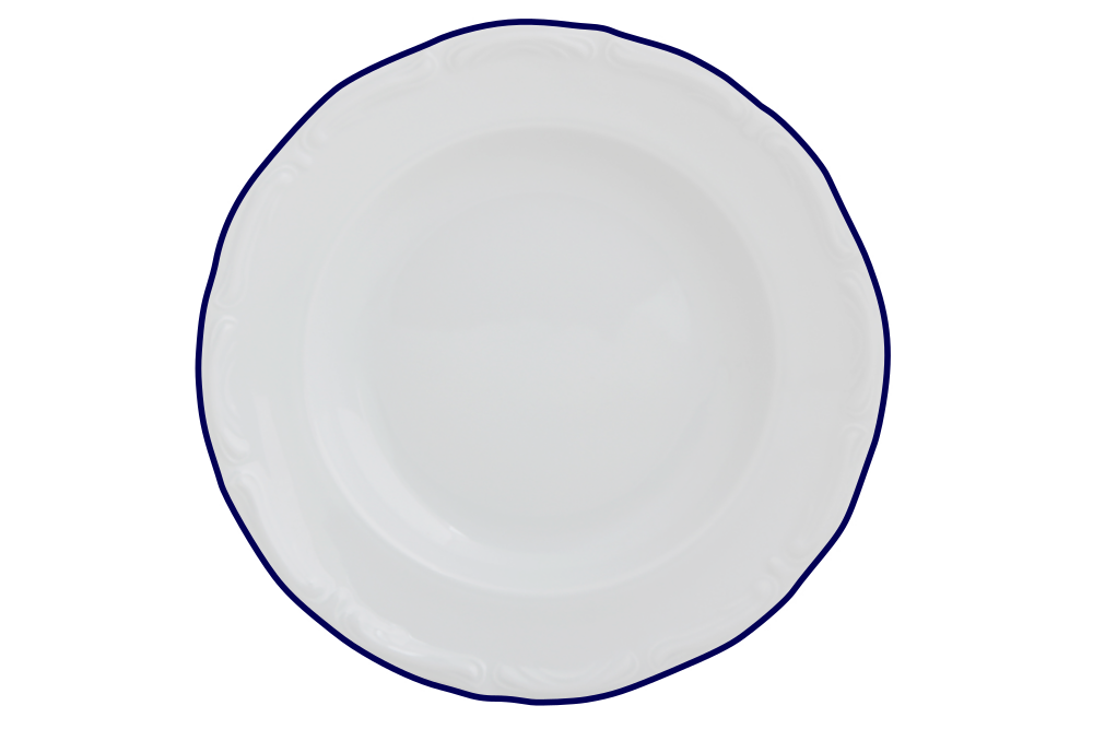 Тарелка глубокая 22 см, кант синий