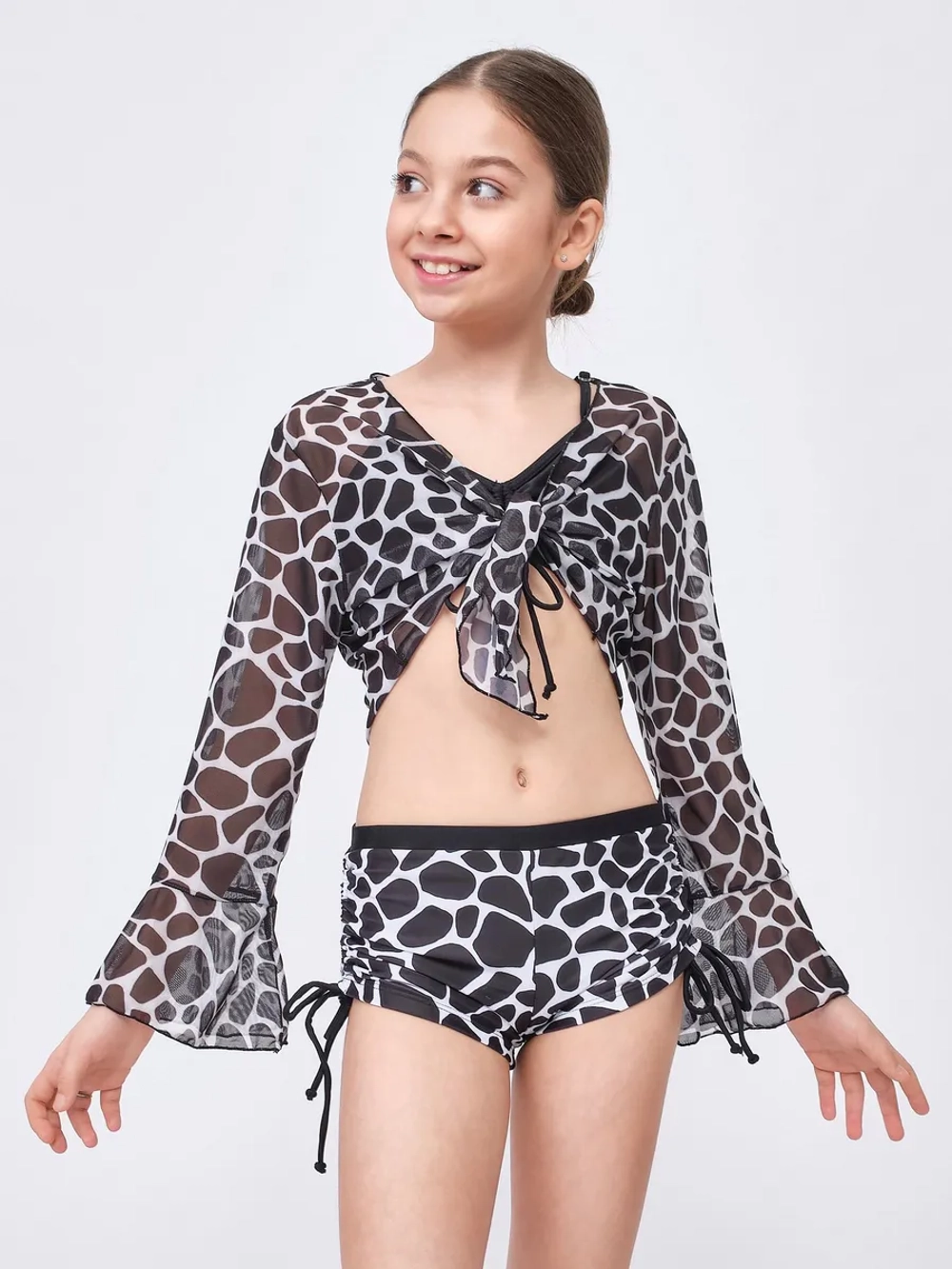 купальник раздельный 3 в 1 с шортами и топ парео