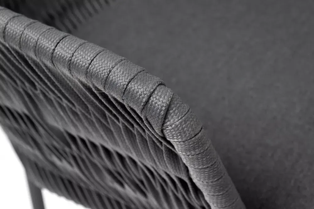 "Диего" обеденная группа на 4 персоны со стульями "Бордо" плетения колос, столешница "серый гранит"