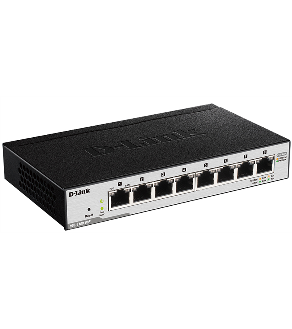 D-Link EasySmart L2 Switch 8х1000Base-T (4х1000Base-T PoE), PoE Budget 80W