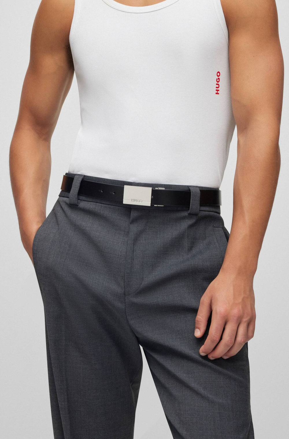 Кожаный ремень Gerry-HUGO_Gb30_ps HUGO - черный(50503389)