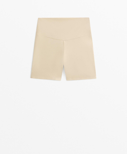 OYSHO Облегающие шорты Comfortlux с высокой посадкой длиной 10 см, зеленовато-желтый