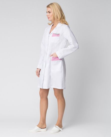 Халат женский "Ирис" (белый/розовый)