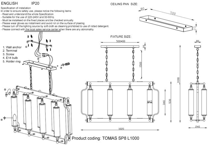 Люстра Crystal Lux TOMAS SP8 L1000 CHROME