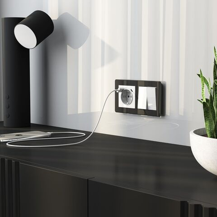 Перекрестный выключатель двухклавишный (белый акрил)