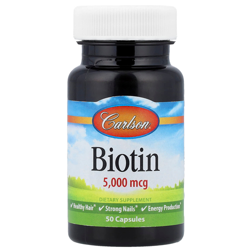 Carlson, Биотин, 5000 мкг, 50 капсул