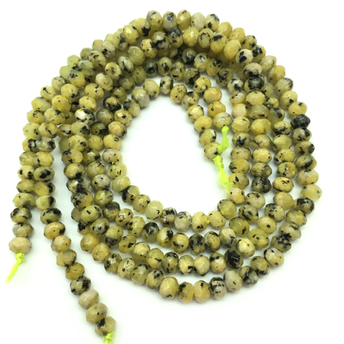 Агат желтый с точками 4х3 мм, бусины (нить)