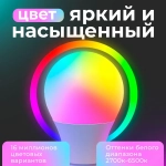 Лампочка светодиодная е27 / умная RGB с пультом управления /9Вт с регулируемой яркостью/16 цветов