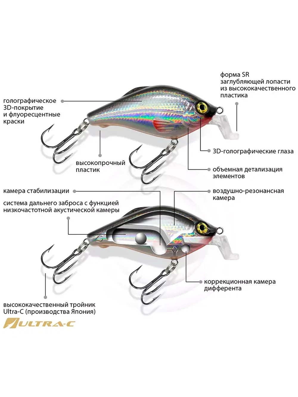 Воблер для рыбалки КАРАСЬ SR 50mm,