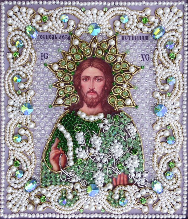 ЖС-14-ЗЗ Набор для вышивания хрустальными камнями Господь Лоза истинная (зеленый)